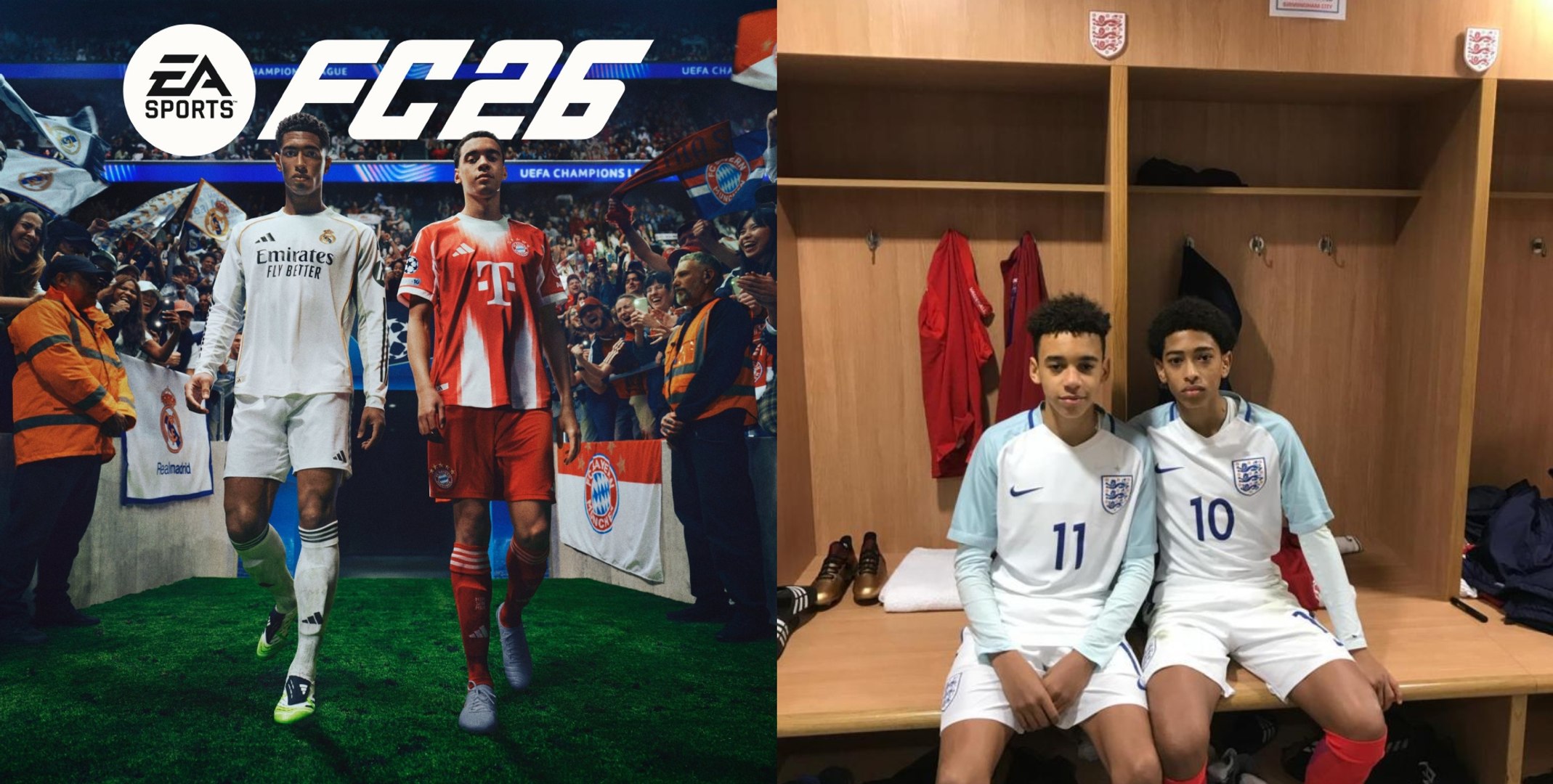 Bellingham y Musiala son la nueva imagen del videojuego, pero el gafe de salir en portada ya ha afectado a otras estrellas como Kaká, Cristiano o Hazard