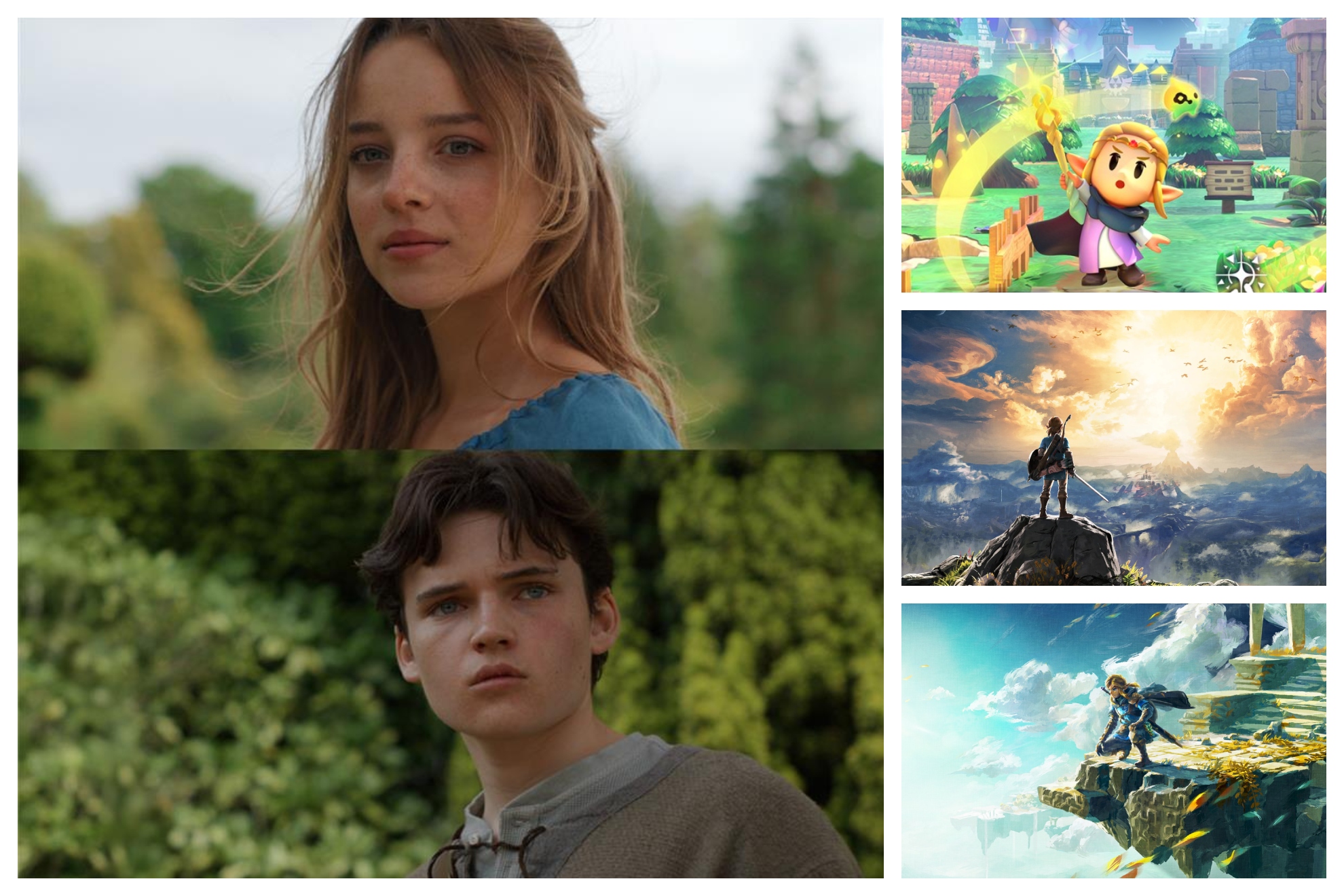 The Legend of Zelda, actores de la película junto a Echoes of Wisdom, BOWT y TOTK.